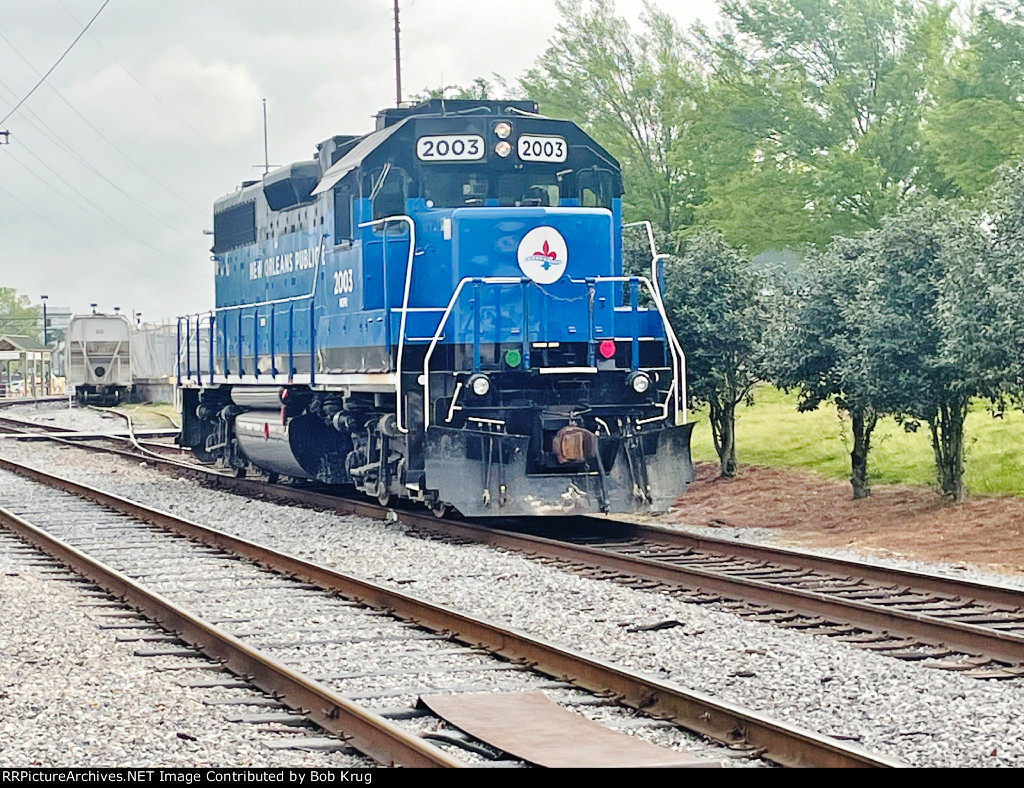 NOPB 2003 at work on the Mississippi riverside freight line